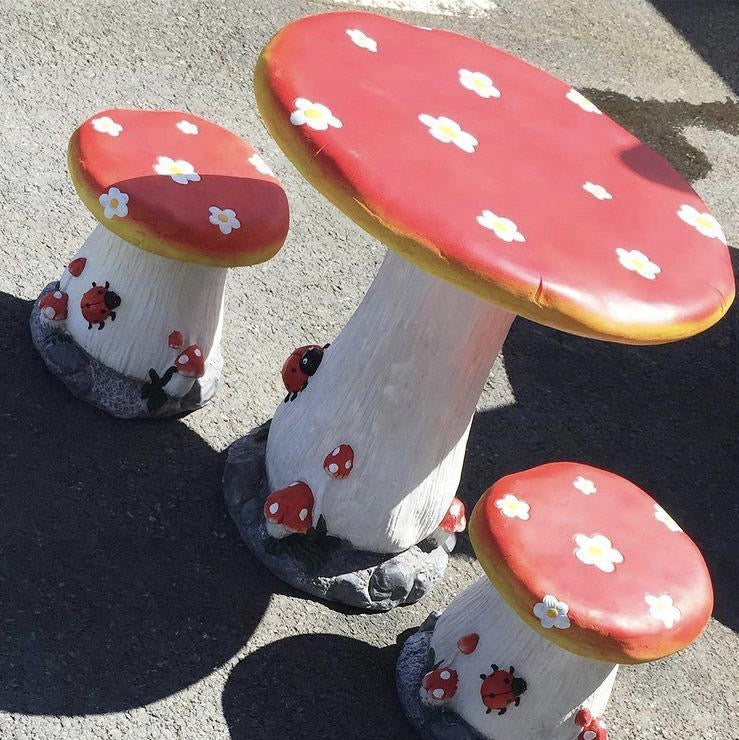 Poly Resin Mushroom Table and Seats