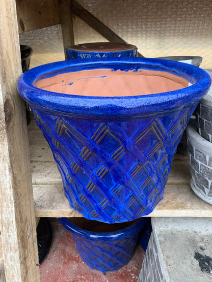 Blue Ceramic Pottery Pair